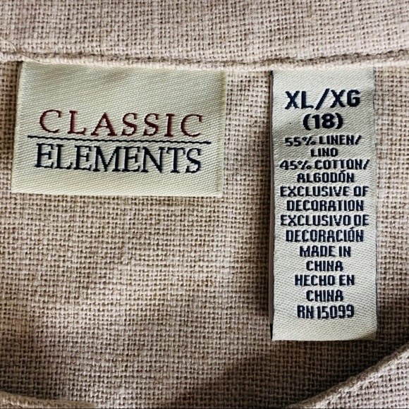 Vintage embroidered classic elements linen shirt jacket xl - Picture 3 of 9